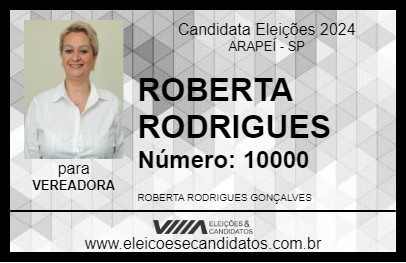 Candidato ROBERTA RODRIGUES 2024 - ARAPEÍ - Eleições