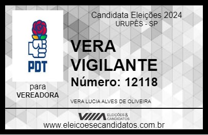 Candidato VERA VIGILANTE 2024 - URUPÊS - Eleições