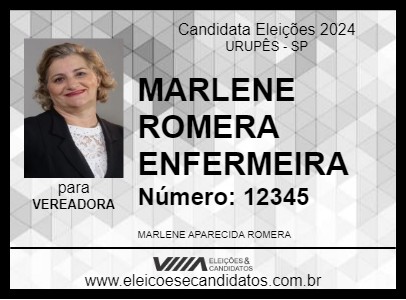 Candidato MARLENE ROMERA ENFERMEIRA 2024 - URUPÊS - Eleições