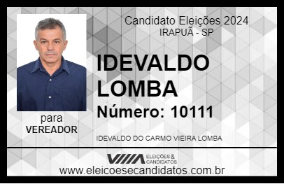 Candidato IDEVALDO LOMBA 2024 - IRAPUÃ - Eleições