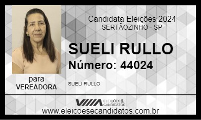 Candidato SUELI RULLO 2024 - SERTÃOZINHO - Eleições