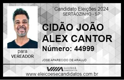 Candidato CIDÃO JOÃO ALEX CANTOR 2024 - SERTÃOZINHO - Eleições