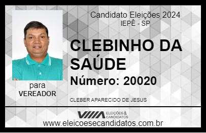 Candidato CLEBINHO DA SAÚDE 2024 - IEPÊ - Eleições