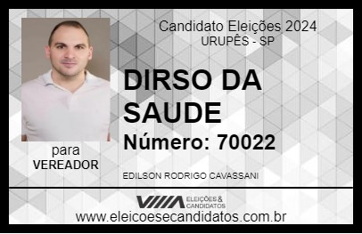 Candidato DIRSO DA SAUDE 2024 - URUPÊS - Eleições