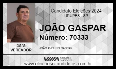 Candidato JOÃO GASPAR 2024 - URUPÊS - Eleições