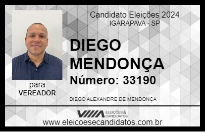 Candidato DIEGO MENDONÇA 2024 - IGARAPAVA - Eleições