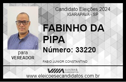 Candidato FABINHO DA PIPA 2024 - IGARAPAVA - Eleições