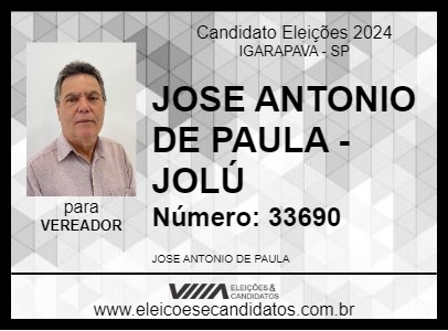 Candidato JOSE ANTONIO DE PAULA - JOLÚ 2024 - IGARAPAVA - Eleições