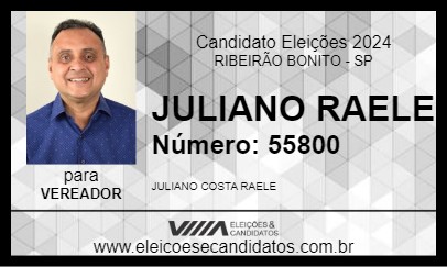 Candidato JULIANO RAELE 2024 - RIBEIRÃO BONITO - Eleições