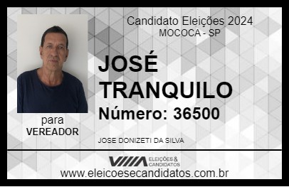 Candidato JOSÉ TRANQUILO 2024 - MOCOCA - Eleições