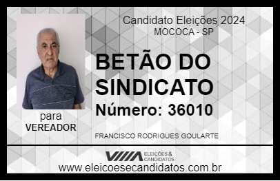 Candidato BETÃO DO SINDICATO 2024 - MOCOCA - Eleições