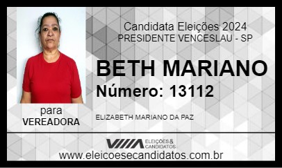 Candidato BETH MARIANO 2024 - PRESIDENTE VENCESLAU - Eleições