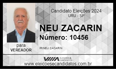 Candidato NEU ZACARIN 2024 - URU - Eleições