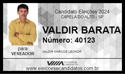 Candidato VALDIR BARATA 2024 - CAPELA DO ALTO - Eleições