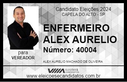 Candidato ENFERMEIRO ALEX AURELIO 2024 - CAPELA DO ALTO - Eleições