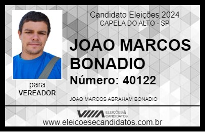 Candidato JOAO MARCOS BONADIO 2024 - CAPELA DO ALTO - Eleições