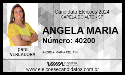 Candidato ANGELA MARIA 2024 - CAPELA DO ALTO - Eleições