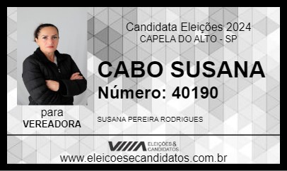 Candidato CABO SUSANA 2024 - CAPELA DO ALTO - Eleições