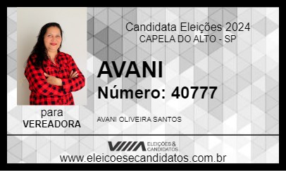 Candidato AVANI 2024 - CAPELA DO ALTO - Eleições