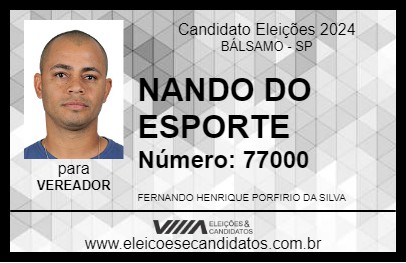 Candidato NANDO DO ESPORTE 2024 - BÁLSAMO - Eleições