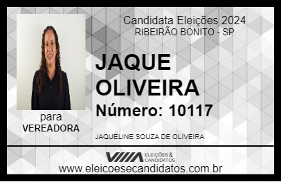 Candidato JAQUE OLIVEIRA 2024 - RIBEIRÃO BONITO - Eleições