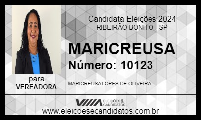 Candidato MARICREUSA 2024 - RIBEIRÃO BONITO - Eleições