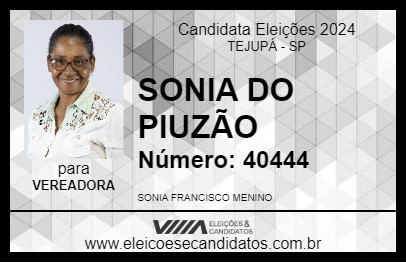 Candidato SONIA DO PIUZÃO 2024 - TEJUPÁ - Eleições