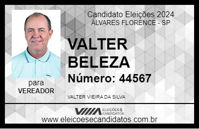 Candidato VALTER BELEZA 2024 - ÁLVARES FLORENCE - Eleições