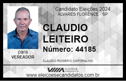 Candidato CLAUDIO LEITEIRO 2024 - ÁLVARES FLORENCE - Eleições