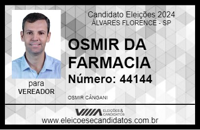 Candidato OSMIR DA FARMACIA 2024 - ÁLVARES FLORENCE - Eleições