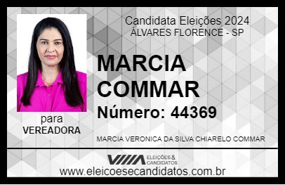 Candidato MARCIA COMMAR 2024 - ÁLVARES FLORENCE - Eleições