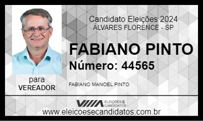 Candidato FABIANO PINTO 2024 - ÁLVARES FLORENCE - Eleições