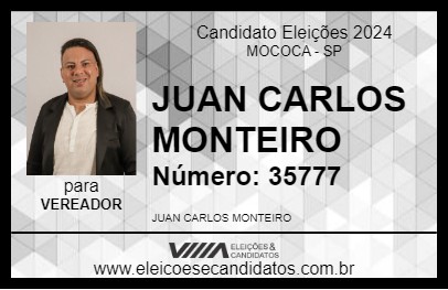 Candidato JUAN CARLOS MONTEIRO 2024 - MOCOCA - Eleições