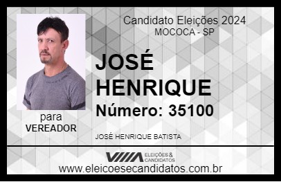 Candidato JOSÉ HENRIQUE 2024 - MOCOCA - Eleições