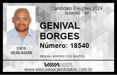 Candidato GENIVAL BORGES 2024 - SUMARÉ - Eleições