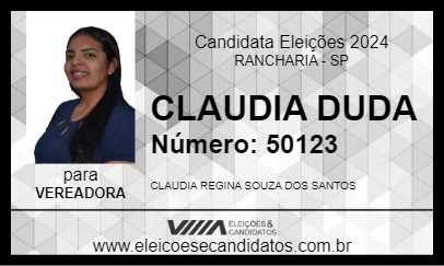 Candidato CLAUDIA DUDA 2024 - RANCHARIA - Eleições