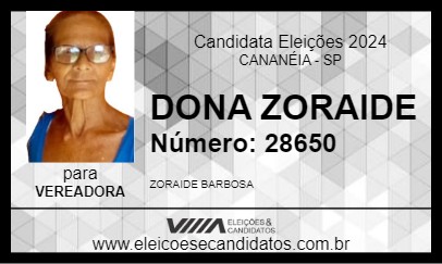 Candidato DONA ZORAIDE 2024 - CANANÉIA - Eleições