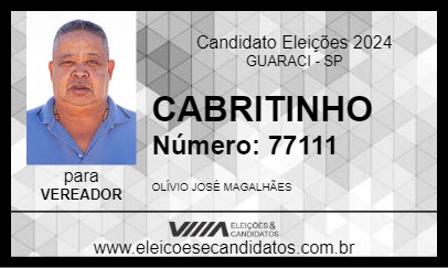 Candidato CABRITINHO 2024 - GUARACI - Eleições