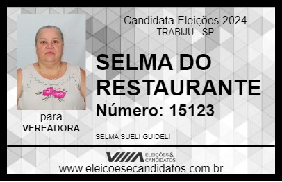 Candidato SELMA DO RESTAURANTE 2024 - TRABIJU - Eleições