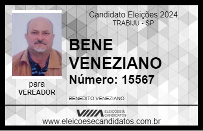 Candidato BENE VENEZIANO 2024 - TRABIJU - Eleições