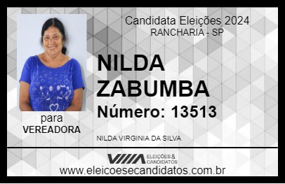 Candidato NILDA ZABUMBA 2024 - RANCHARIA - Eleições