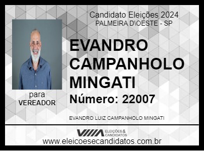 Candidato EVANDRO CAMPANHOLO MINGATI 2024 - PALMEIRA D\OESTE - Eleições