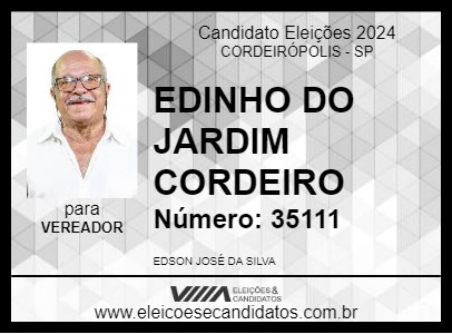 Candidato EDINHO DO JARDIM CORDEIRO 2024 - CORDEIRÓPOLIS - Eleições