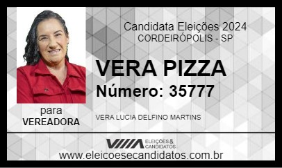 Candidato VERA PIZZA 2024 - CORDEIRÓPOLIS - Eleições