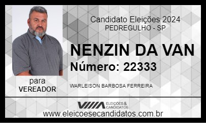 Candidato NENZIN DA VAN 2024 - PEDREGULHO - Eleições