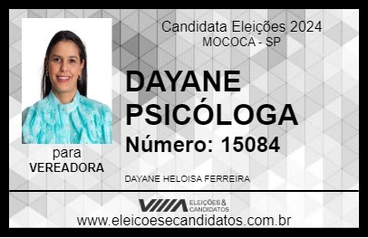 Candidato DAYANE PSICÓLOGA 2024 - MOCOCA - Eleições