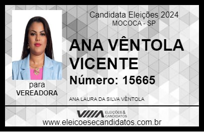 Candidato ANA VÊNTOLA VICENTE 2024 - MOCOCA - Eleições