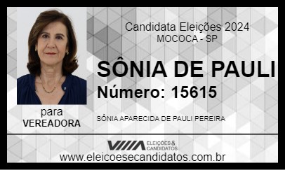 Candidato SÔNIA DE PAULI 2024 - MOCOCA - Eleições