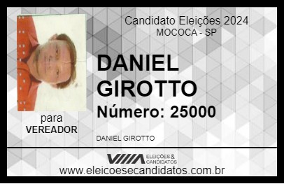 Candidato DANIEL GIROTTO 2024 - MOCOCA - Eleições