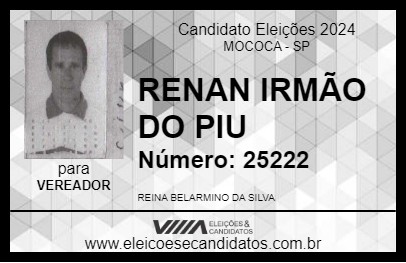 Candidato RENAN IRMÃO DO PIU 2024 - MOCOCA - Eleições